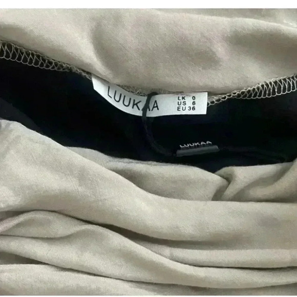 Luukaa Lightly Sheer High Low Tunic Dress Contrast High Collar Sleeve Black 6 - Picture 2 of 10